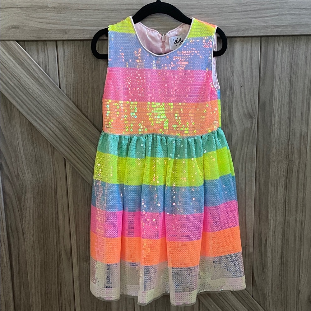 Lola + The Boys Rainbow Sequin Dress toddler girl size 4